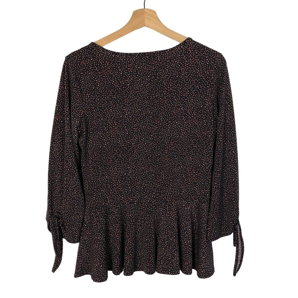 Banana Republic Navy Blue & Red Speck Dot Printed Long Sleeve Peplum Top S - Picture 2 of 4